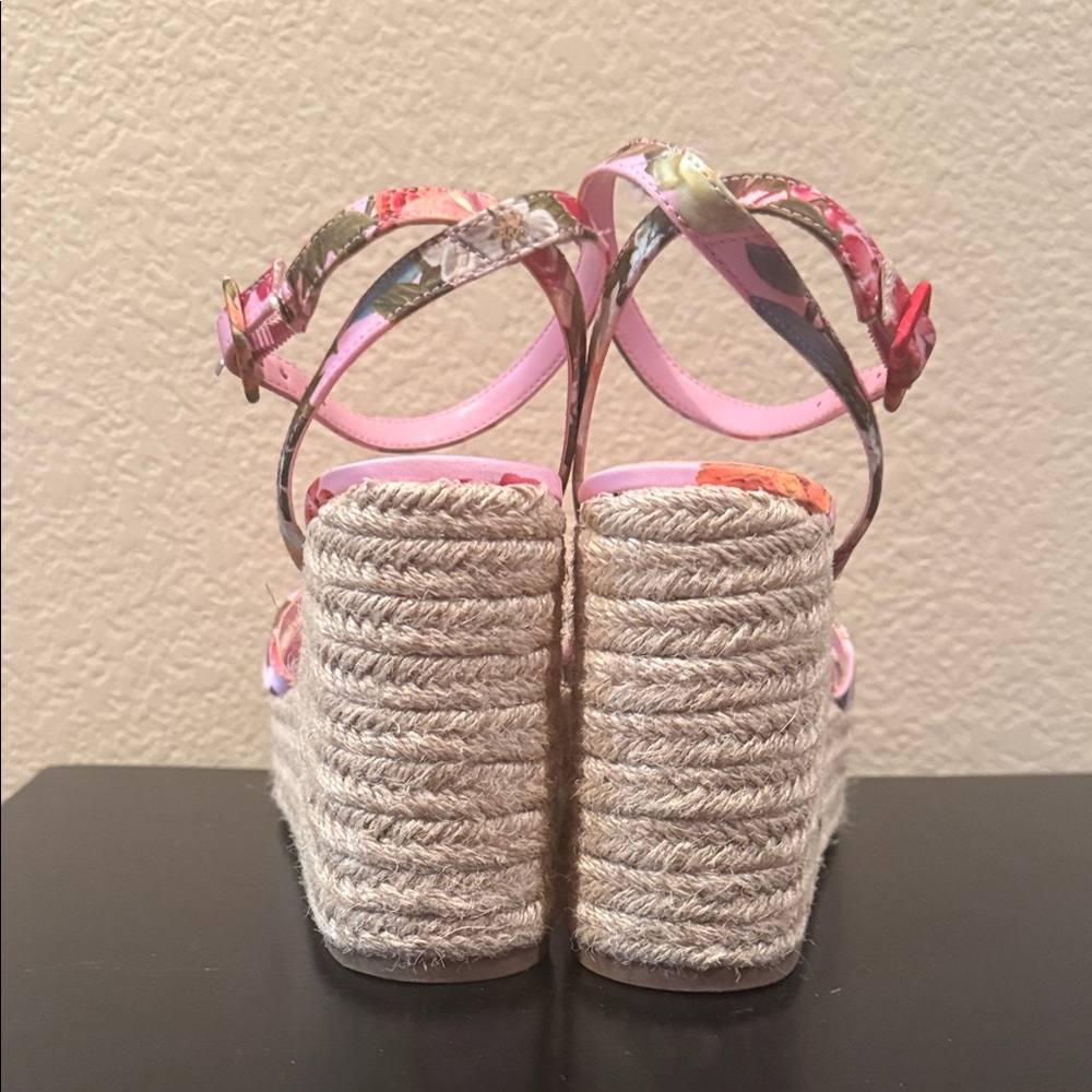 Nine West Floral Espadrille Wedges - Pink and Red - Picture 4 of 4